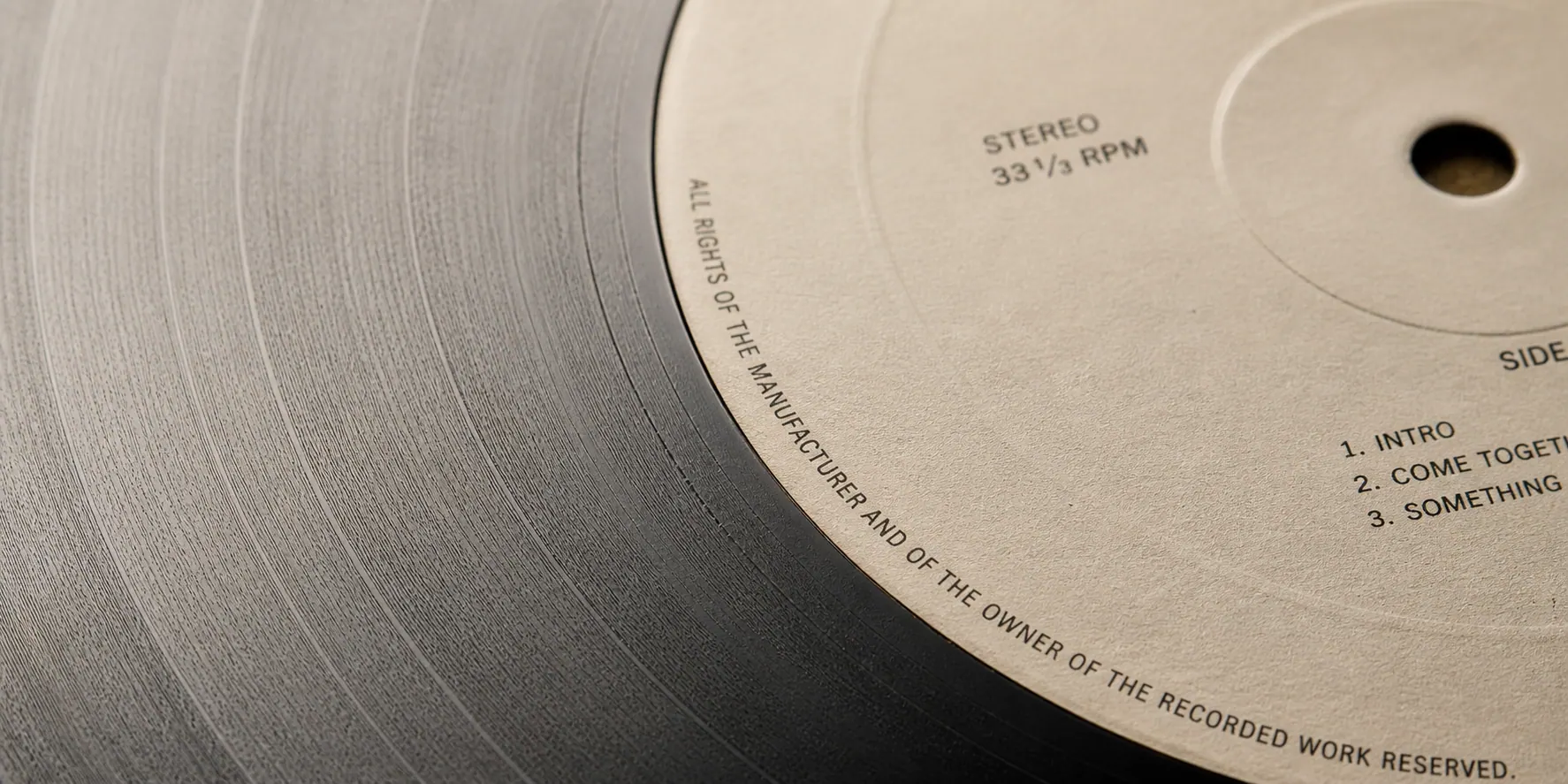 Close-up of a vinyl record label