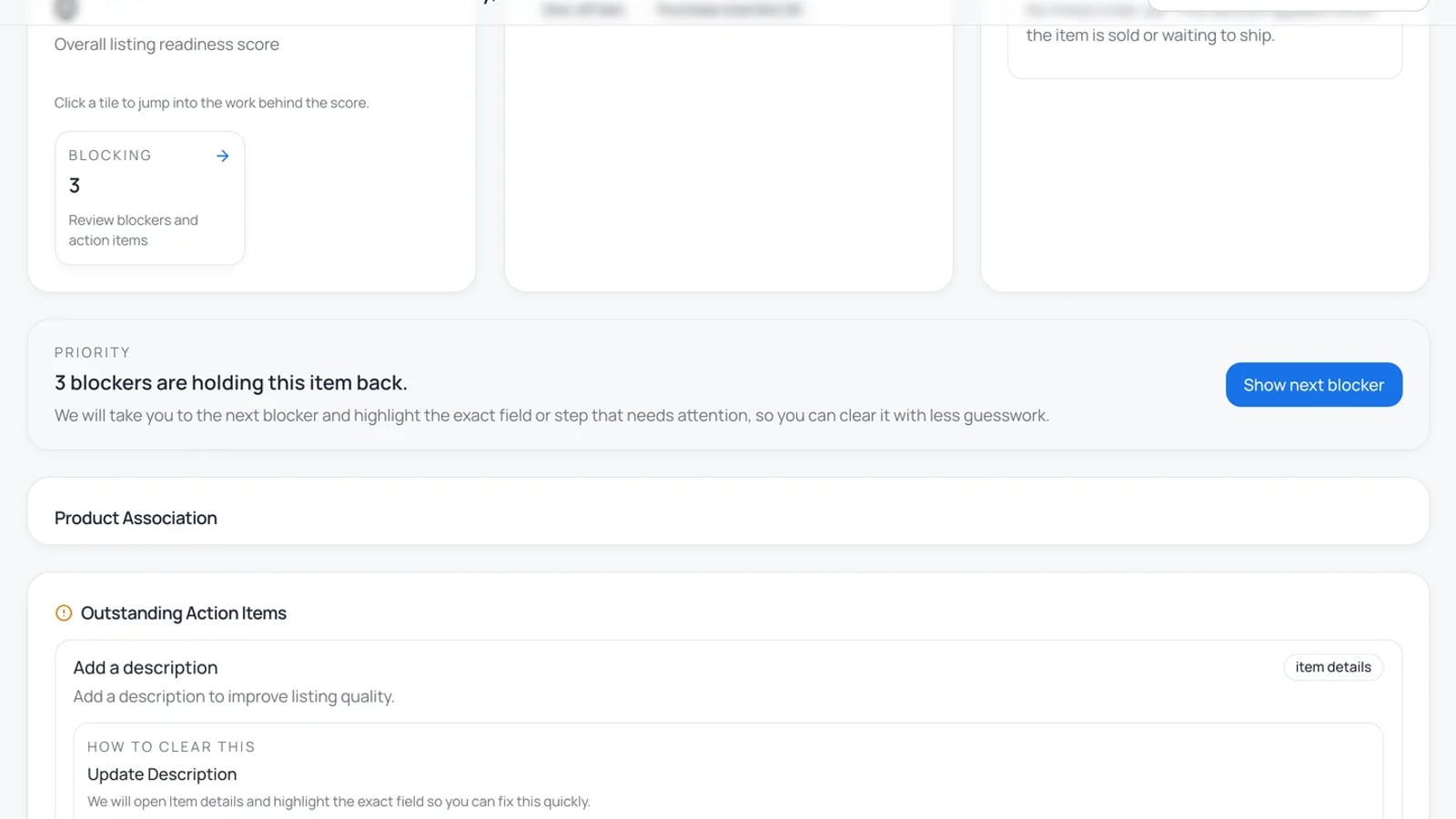A draft listing being prepared for a newly sourced item before it goes live